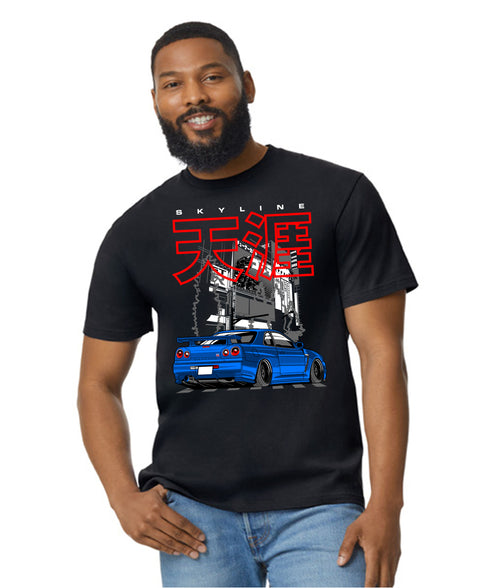 JDM T-Shirt Japanese Modified Automotive Street Drift Drag Race Car Skyline city 22